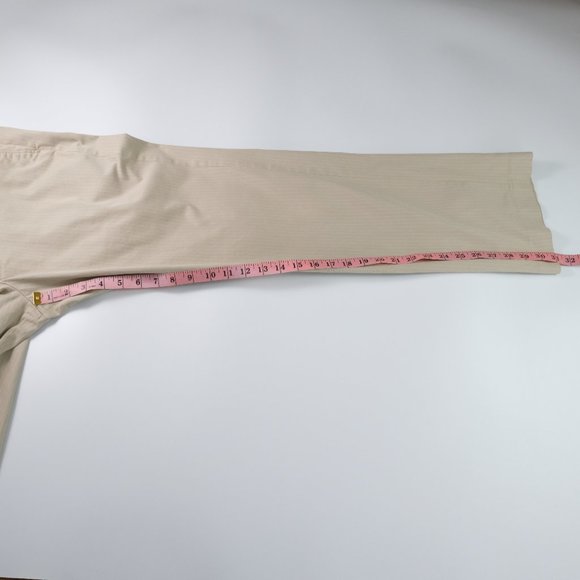 Express Producer Mens 33x32 Beige Pinstripes Flat Front Dress Pants - Picture 9 of 10